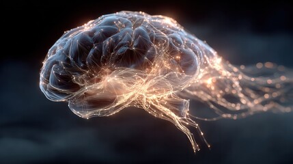 Glowing neural pathways inside a human brain silhouette, set against a dark cosmic backdrop, representing mental transformation.