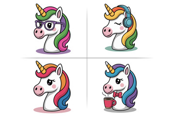 Unicorn Design Bundle, Magical Unicorn Clipart Set, Cute Fantasy Unicorn Illustration Pack, Whimsical Unicorn Vector Art for Kids, Birthday, Party, Craft Projects, Wall Art  & Digital Creations