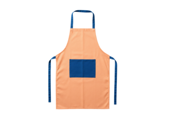 Peach apron with blue pocket isolated on transparent background