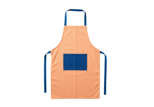 Peach apron with blue pocket isolated on transparent background