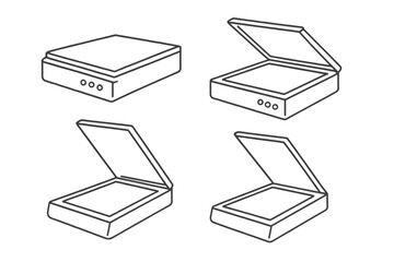 Minimalist electric shaver icons set, modern line art grooming tools vector, cartoon style transparent background, ordered collection of personal care and hair removal equipment