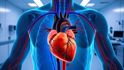 Detailed anatomical illustration of the human heart