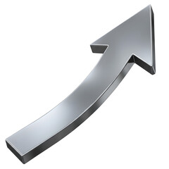 3D Rendered Metallic Silver Arrow Pointing Upward Isolated Illustration
