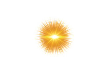 Bright yellow orange starburst lens flare isolated on transparent background