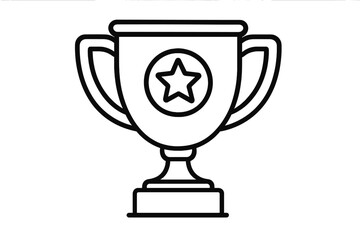 Trophy cup vector icon for winners. Line art symbol of success, achievement, victory, and competition. First place prize award illustration for champions. Isolated graphic element.