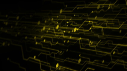 Black yellow minimal abstract futuristic tech background with circuit lines