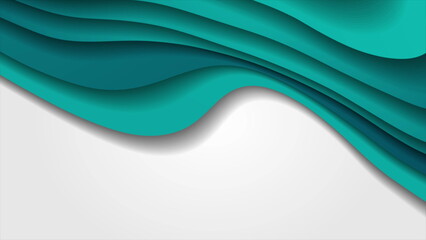 Obraz premium Bright turquoise curved waves minimal abstract elegant background