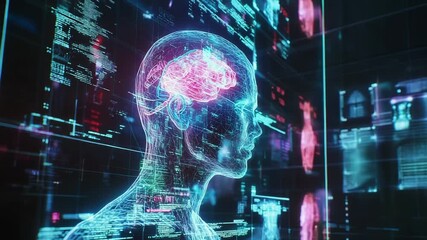 Artificial intelligence processing medical data in futuristic interface - Powered by Adobe