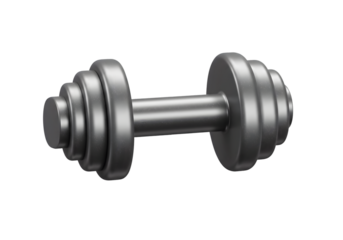 3D Rendered Silver Dumbbell Isolated On A Transparent Background for Fitness