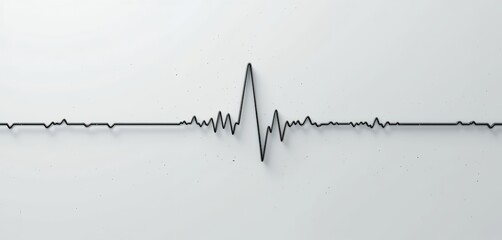 Abstract minimalistic representation of heartbeat line showing vital signs in black on white
