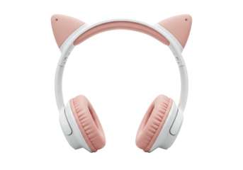 Pink cat ear headphones wireless audio device product shot technology illustration