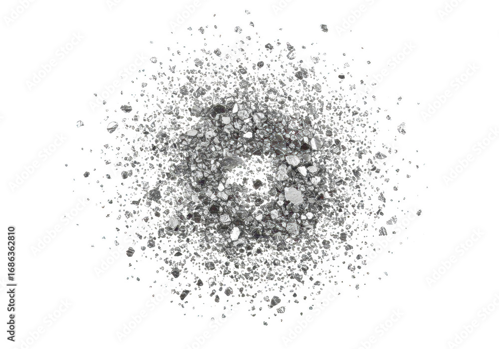 Poster Abstract splatter of glitter and particles isolated on transparent background