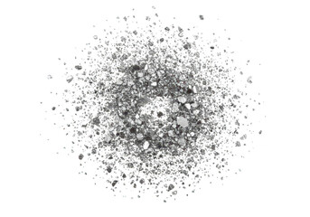 Abstract splatter of glitter and particles isolated on transparent background