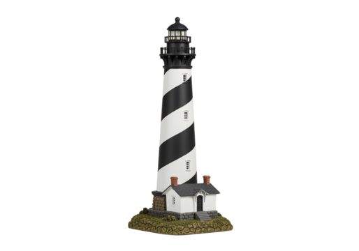 Black and white striped lighthouse model with keepers house - Powered by Adobe