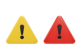 3D Rendered Warning Signs Yellow And Red Triangles With Black Background