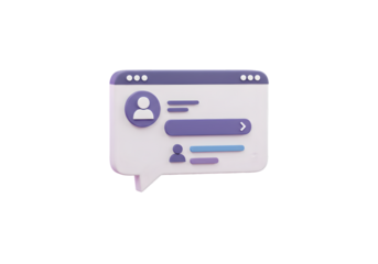 3D Rendered Web Interface Icon In Purple With Speech Bubble And Isolated Background