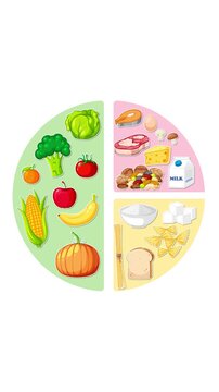 Animated Food Group Pie Chart Filling with Healthy Food Icons