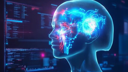 Artificial intelligence processing data in a futuristic cyberspace environment - Powered by Adobe