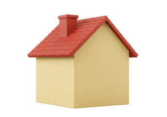 Simple house model red roof yellow walls 3 d render transparent background