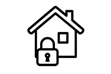House lock icon. Home security and safety concept. Property protection, privacy, and real estate insurance symbol. Secure building, mortgage, and smart home vector sign.