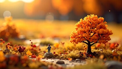 秋の里、紅葉の風景