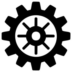 Obraz premium Mechanical Gear Wheel with Internal Spokes Symbol