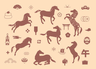 2026年度の午年の年賀状素材
