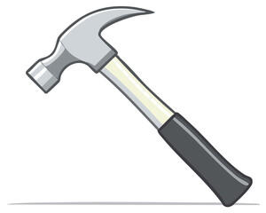 Bright illustration of a sturdy metal claw hammer, an essential and versatile hand tool for carpentry, building, and home improvement tasks.