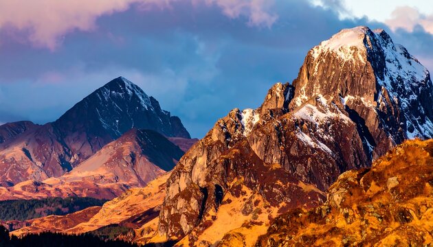 Mountain range sunset hues - Powered by Adobe