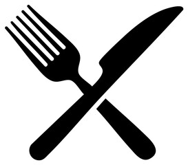 Crossed Fork and Knife Cutlery Icon Restaurant Serving Dinner Meal Service