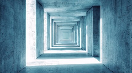 Light blue concrete hallway