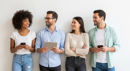 Diverse Group of Young Professionals Smiling and Connecting | Modern Team Collaboration for Business, Marketing and Social Media Campaigns