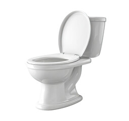 White toilet with open lid.  Clean, modern design