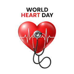 World heart day with stethoscope isolated on transparent background