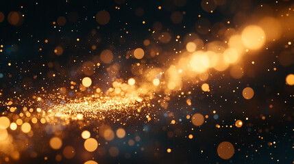 Golden particles forming dynamic lines with bokeh, creating a luxurious cinematic background. Perfect for events, celebrations, weddings, awards, holidays, and festive visual designs.
