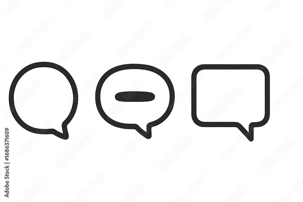 Poster speech bubble minimal linear icons set. chat message sign for web, graphic design, apps, social netw