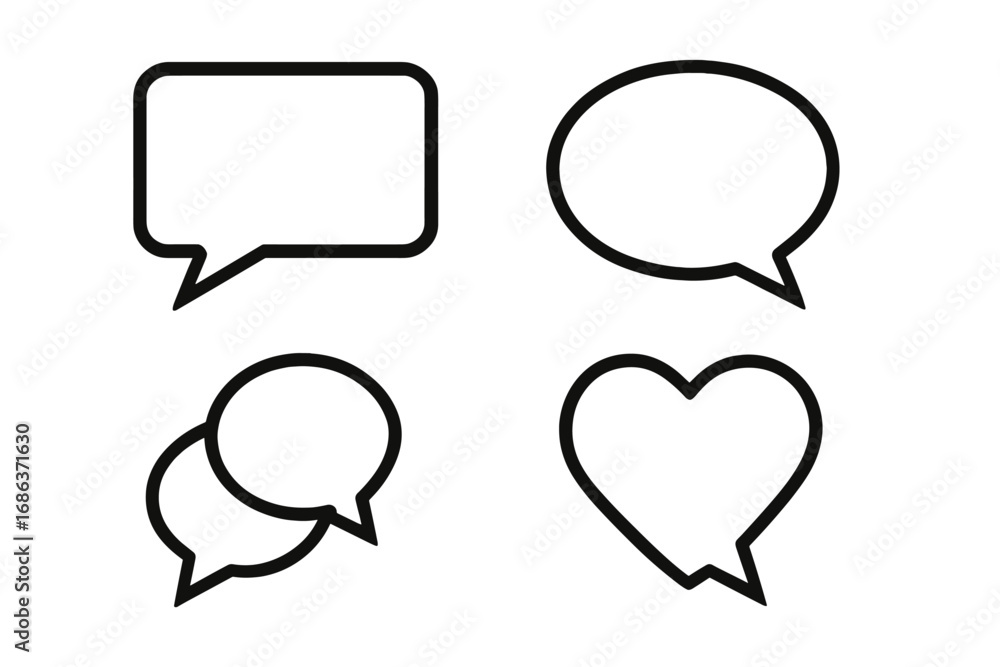 Poster set of speech bubble icons. minimalistic linear signs for web, apps and social networks. vector illu