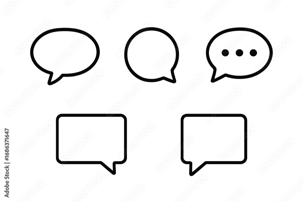 Poster minimalist thin line speech bubble icon set for chat, message, and comments. vector graphic element 