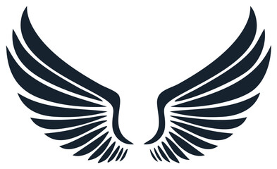 Obraz premium Elegant vector graphic of stylized dark wings, a symbol of freedom, flight, and power.