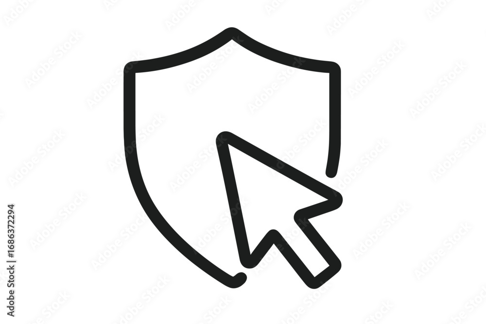 Fototapete secure click vector icon. cursor and shield symbol for internet safety, data protection, and antivir