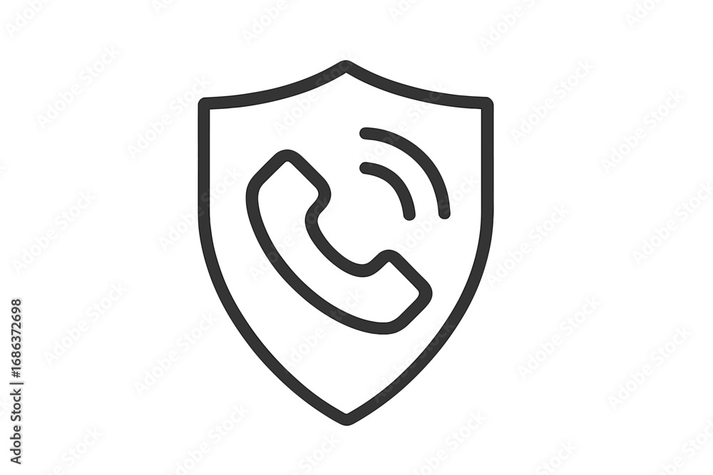 Poster secure call vector icon. phone communication protection symbol. call center support safety sign. spa