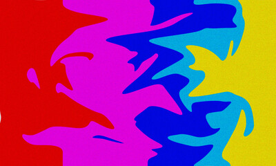 Colorful abstract design with vibrant red, blue, yellow, and pink shapes creating a modern and artistic image for backgrounds