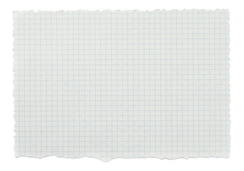 Obraz premium Torn graph paper with blue grid lines isolated on transparent background
