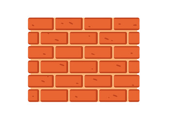 Obraz premium Red brick wall flat vector icon. Cartoon graphic illustration isolated. Building construction material background. Masonry architecture texture seamless pattern. House exterior element.