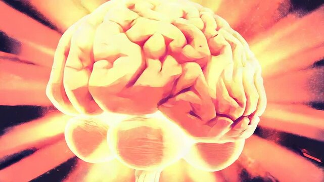 Exploding human brain symbolizing mental breakdown or innovation