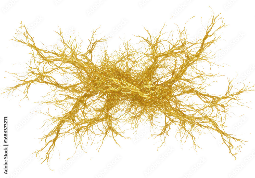 Poster Abstract golden fractal pattern isolated on transparent background