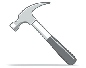 Illustration of a claw hammer lying on a white surface symbolizing tools and equipment