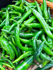 Fresh Organic Jalapeno Peppers Closeup Background Green Spicy Vegetables