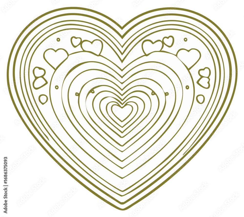 Poster elegant nested heart outline design with tiny decorative hearts and dots
