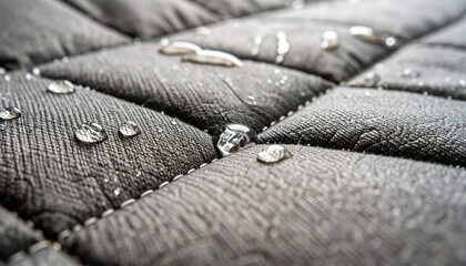 Water droplets on quilted fabric